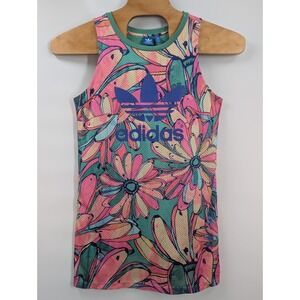 Adidas Tank Dress Women's Size Small‎ Colorful Floral Jersey Mesh Lined Logo